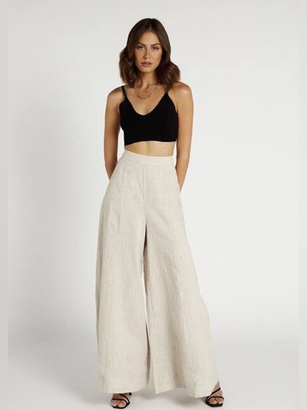 Dissh Holly natural wide leg linen pants
